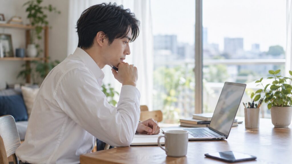 立替払いの相談メールを準備する会社員