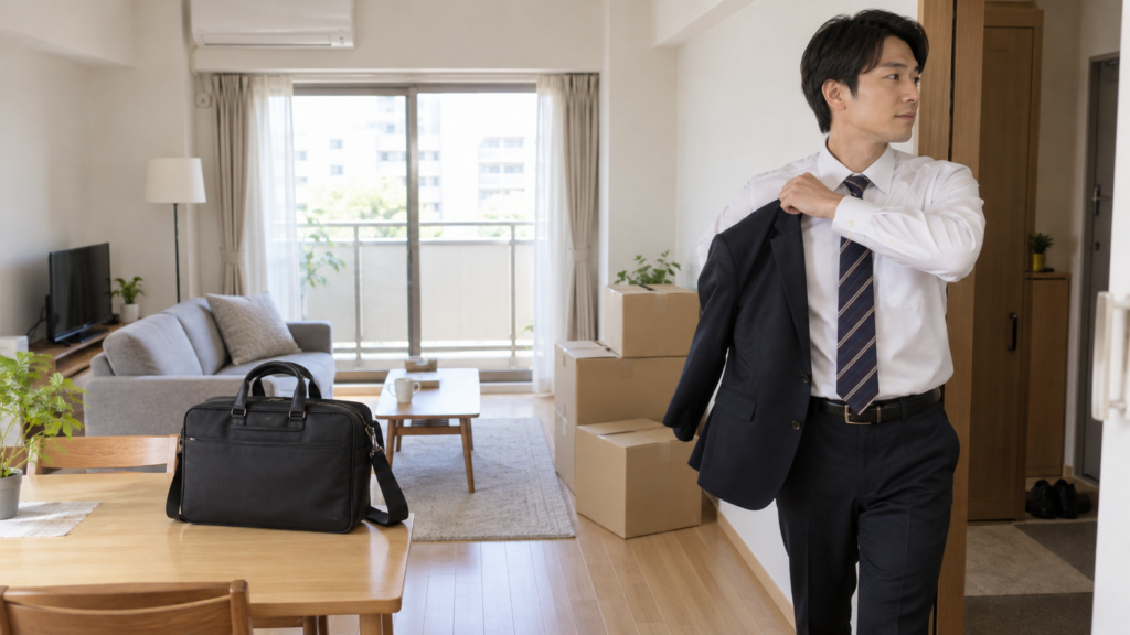 社宅の退去と引越しに向けて準備する社員