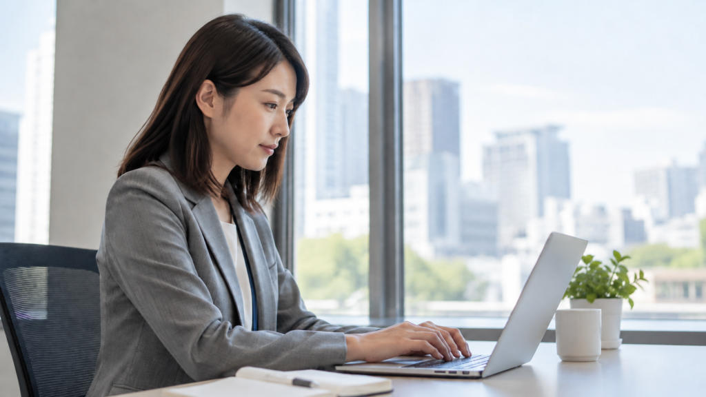 受検や同意について会社へ連絡する会社員