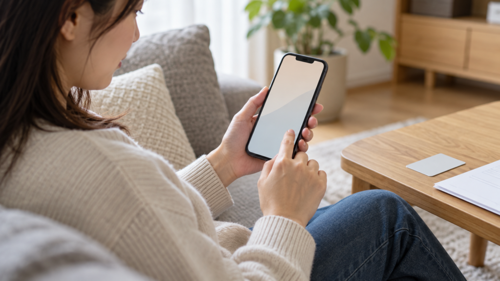 スマートフォンで年金の電子申請を進める人